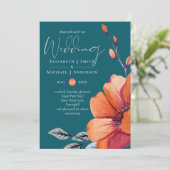 Burnt Orange and Dark Aquamarin Wedding Einladunge (Stehend Vorderseite)