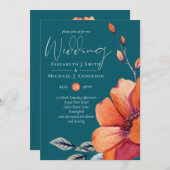 Burnt Orange and Dark Aquamarin Wedding Einladunge (Vorne/Hinten)