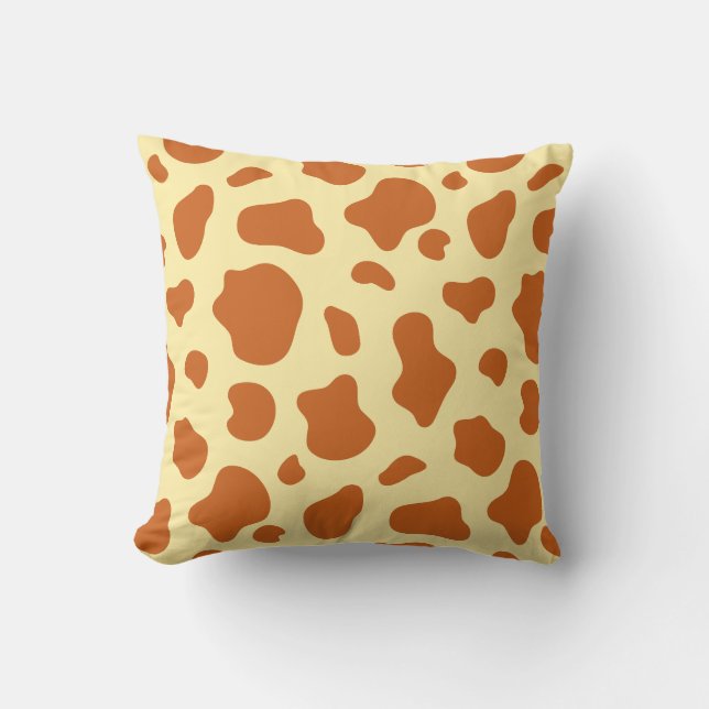 Burnt Orange and Light Yellow Cow Print Decorative Kissen (Vorderseite)