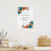 Burnt Orange Aquamarin Brautparty Begrüßungszeiche Poster (Küche)