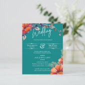 Burnt Orange Aquamarin Floral Wedding Rustic (Stehend Vorderseite)