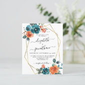 Burnt Orange Aquamarine Haushaltsruste Einladung H (Stehend Vorderseite)