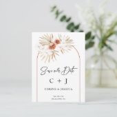 Burnt Orange Arch Dry Floral Save the Date Postkarte (Stehend Vorderseite)