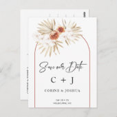 Burnt Orange Arch Dry Floral Save the Date Postkarte (Vorne/Hinten)