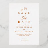 Burnt Orange Arch Foil Leaf Save the Date Karte (Rückseite)