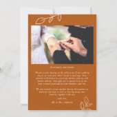 Burnt Orange Arch Leaf Wedding Dankeschön Karte (Rückseite)