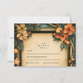 Burnt Orange Art Nouveau Wedding RSVP Karte (Vorderseite)