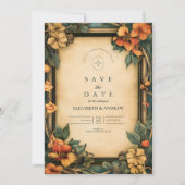 Burnt Orange Art Nouveau Wedding Save The Date (Vorderseite)