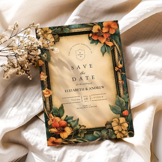 Burnt Orange Art Nouveau Wedding Save The Date