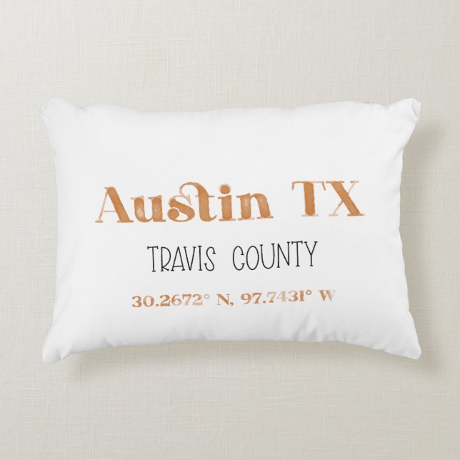 Burnt Orange Austin Texas Accent Pillow Dekokissen (Vorderseite)