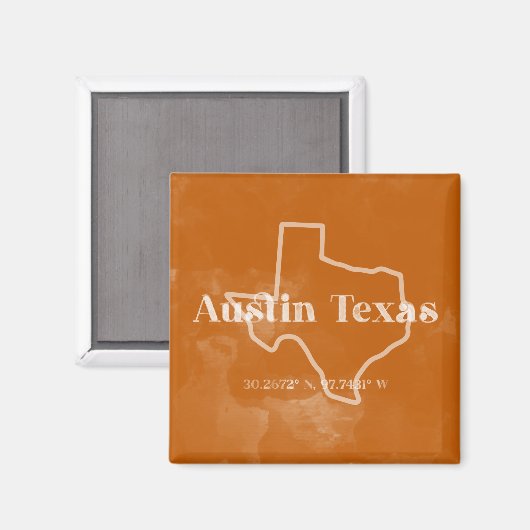 Burnt Orange Austin Texas Magnet (Vorderseite/Rückseite)