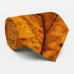 Burnt Orange Autumn Leaf Muster Wasserfarbe Krawatte