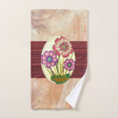 Burnt Orange Beige Blumenbadewanne Handtuchhandtuc Badhandtuch Set (Handtuch)