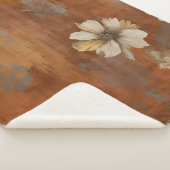 Burnt Orange Beige Grau Bauernhaus Floral Klein Sherpadecke (3/4)