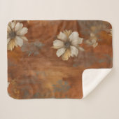 Burnt Orange Beige Grau Bauernhaus Floral Klein Sherpadecke (Vorderseite (Horizontal))