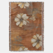 Burnt Orange Beige Gray Bauernhaus Floral Decke (Vorderseite Vertikal)