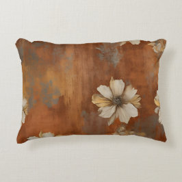 Burnt Orange Beige Gray Bauernhaus Floral Dekokissen