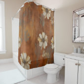 Burnt Orange Beige Gray Bauernhaus Floral Duschvorhang (Beispiel)