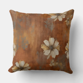 Burnt Orange Beige Gray Bauernhaus Floral Kissen