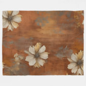 Burnt Orange Beige Gray Bauernhaus Floral Large Fleecedecke (Vorderseite (Horizontal))