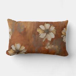 Burnt Orange Beige Gray Bauernhaus Floral Lendenkissen