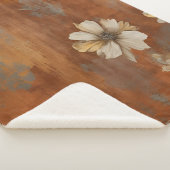 Burnt Orange Beige Gray Bauernhaus Floral Sherpadecke (3/4)