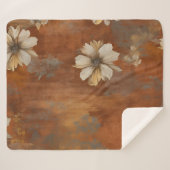 Burnt Orange Beige Gray Bauernhaus Floral Sherpadecke (Vorderseite (Horizontal))