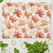 Burnt Orange Beige Herbstlaubs Muster Geschirrtuch (Gefaltet)