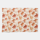 Burnt Orange Beige Herbstlaubs Muster Geschirrtuch (Horizontal)