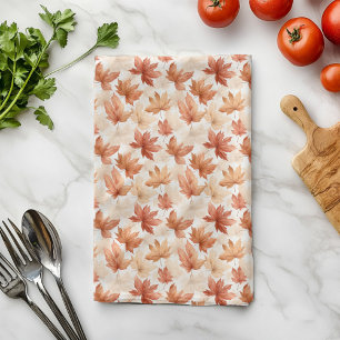 Burnt Orange Beige Herbstlaubs Muster Geschirrtuch