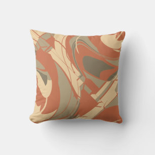 Burnt Orange Beige Taupe Abstrakt Swirling Mosaik Kissen