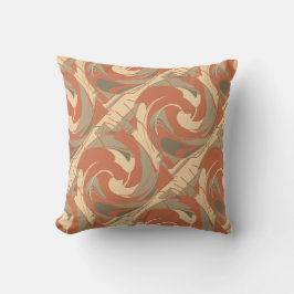 Burnt Orange Beige Taupe Diagonal Twirls Motif  Kissen