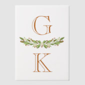 Burnt Orange Berry Sprigs Monogram Wedding Overlay Pergament Einladungen (Vorderseite)