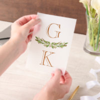 Burnt Orange Berry Sprigs Monogram Wedding Overlay