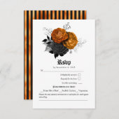 Burnt Orange & Black Gothic Halloween Rose RSVP Karte (Vorne/Hinten)