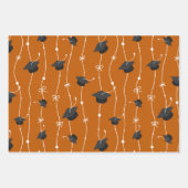 Burnt Orange & Black Graduation Cap Toss Geschenkpapier Set (Vorderseite)