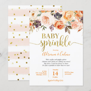 Burnt Orange Bloral Baby Sprinkle Dusche Einladung