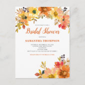 Burnt Orange Bloral Bridal Dusche Einladung Postkarte (Vorderseite)