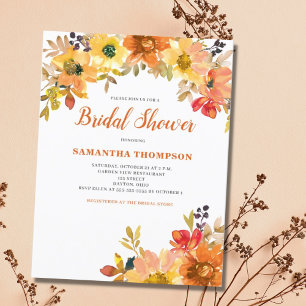 Burnt Orange Bloral Bridal Dusche Einladung Postkarte