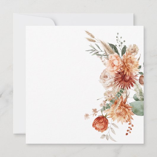 Burnt Orange Bloral Gold Cross Taufe Christening Einladung (Rückseite)