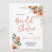 Burnt Orange Bloral Herbst Brautparty Einladung (Vorne/Hinten)