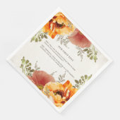 Burnt Orange Bloral unser erster Text Hochzeit Serviette (Ecke)