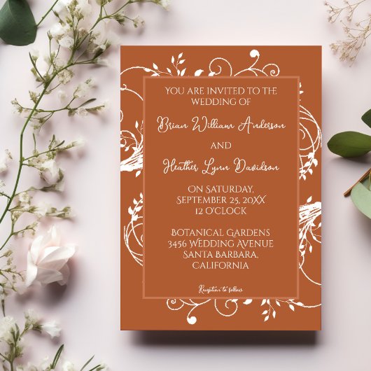 Burnt Orange Blüh Hochzeit Einladung