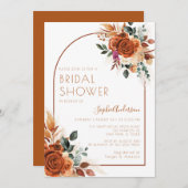 Burnt Orange Blume Pampas Grass Brautparty Einladung (Vorne/Hinten)