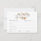 Burnt Orange Blumengarten Hochzeitsmahl Auswahl RSVP Karte (Vorderseite)