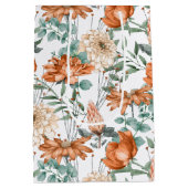 Burnt Orange Blumengrün Botanisches Muster Mittlere Geschenktüte (Rückseite)