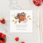 Burnt Orange Blush Gold Floral Christliche Hochzei Serviette (Beispiel)