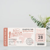 Burnt Orange Boarding Pass Hochzeit in Urlaubsort Save The Date (Stehend Vorderseite)