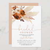 Burnt Orange Bohemisch Pampas Grass Brautparty Einladung (Vorne/Hinten)