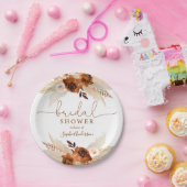 Burnt Orange Bohemisch Pampas Grass Brautparty Pappteller (Party)